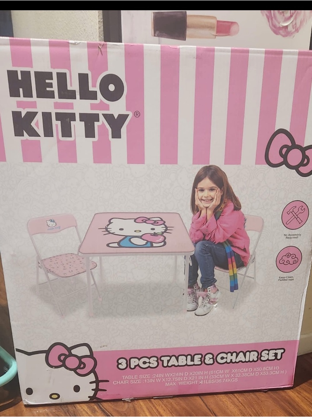 Hello Kitty Pink Kids 3-Piece Table and Chairs Set